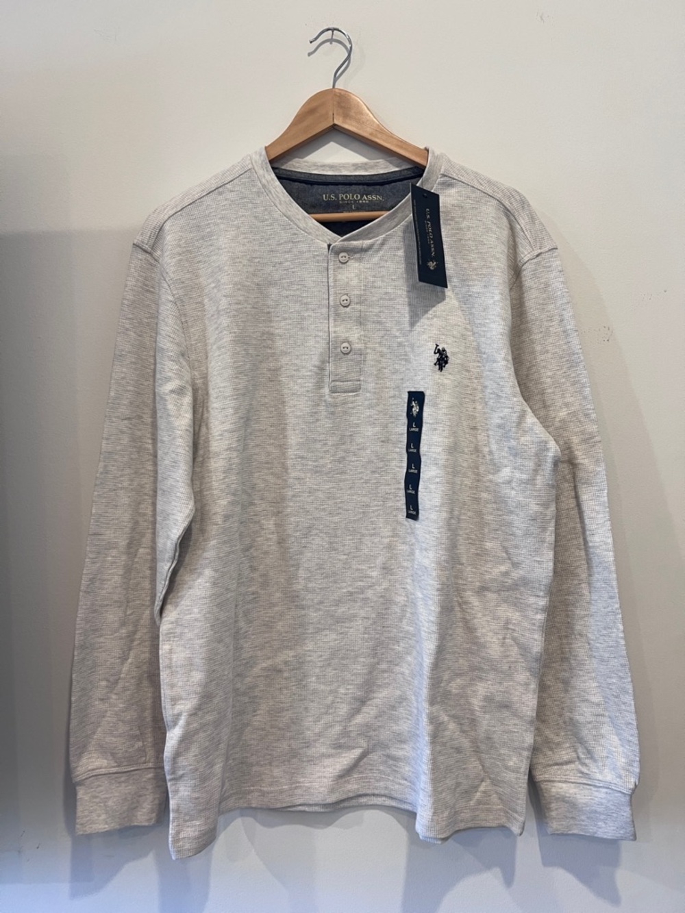 U.S. Polo Assn. Light Gray Henley Long-Sleeve Shirt